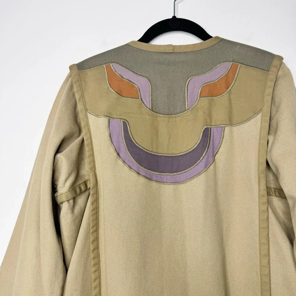 Vintage G Girvin Jacket Wearable Art Reversible Applique Boho Cotton Large
